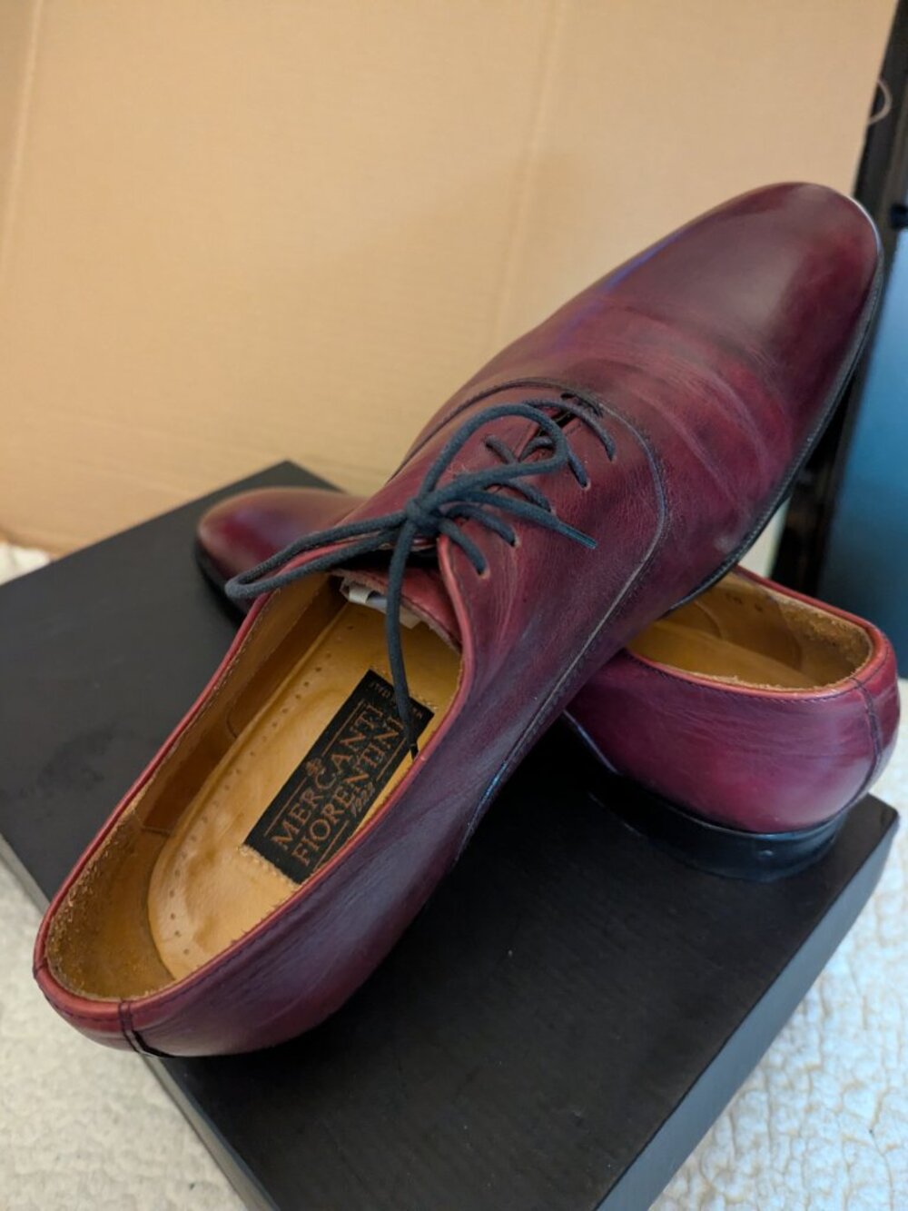 Mercanti Fiorenti Men's Shoes Burgendy Made in Italia Size 10